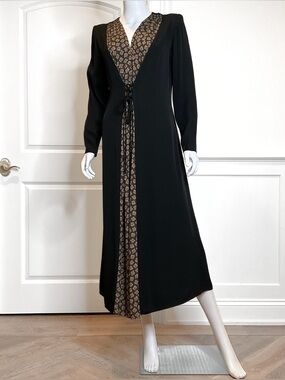 Vintage 90s Moda Int’l Floral Panel Front Waist Cinch Dress Womens SZ 10 Festive